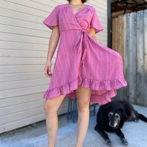 Pink wrap dress